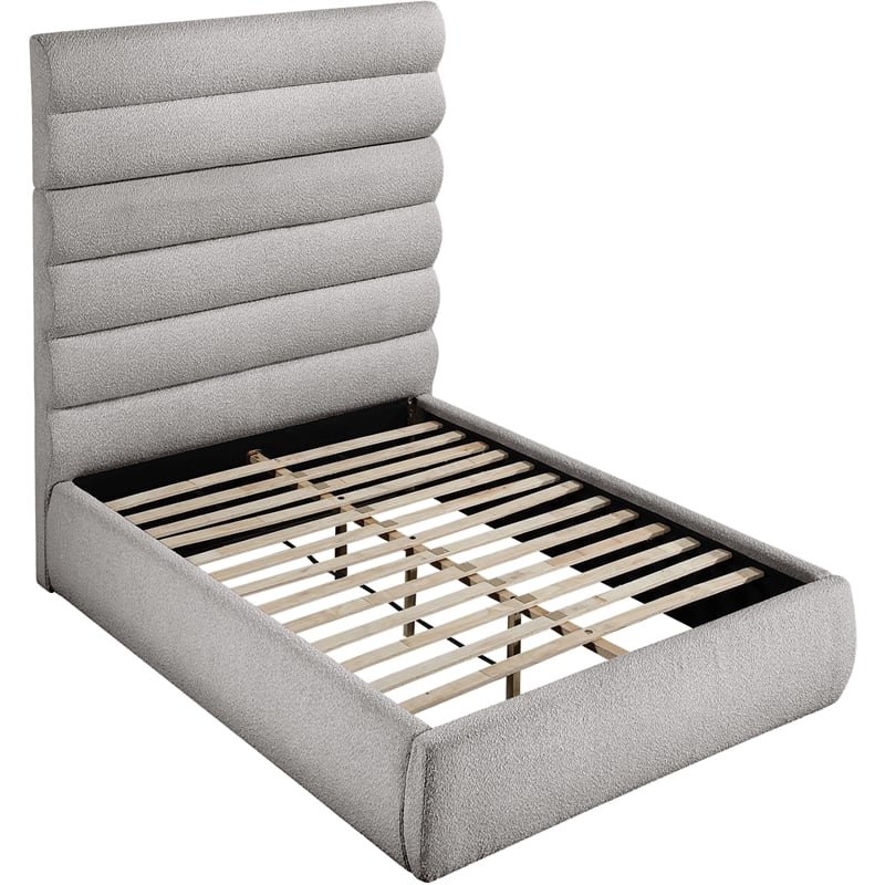 Bowery Hill Contemporary Deep Channel Tufted Rich Taupe Boucle Fabric Full Bed