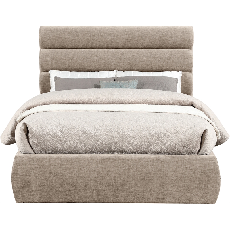 Bowery Hill Contemporary Soft Beige Chenille Fabric Full Bed