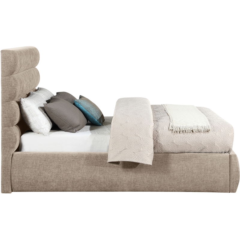 Bowery Hill Contemporary Soft Beige Chenille Fabric Full Bed