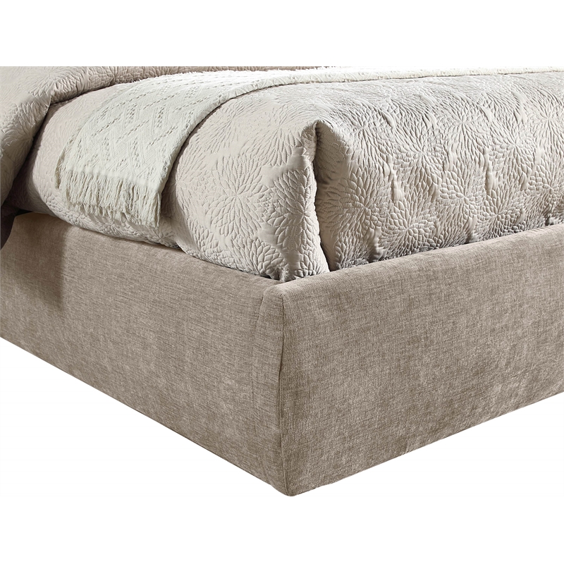 Bowery Hill Contemporary Soft Beige Chenille Fabric Full Bed