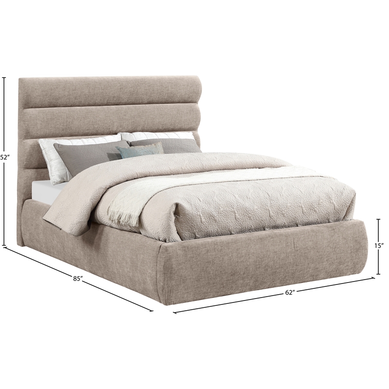 Bowery Hill Contemporary Soft Beige Chenille Fabric Full Bed