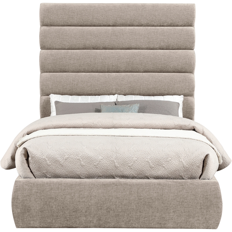 Bowery Hill Contemporary Soft Beige Chenille Fabric Full Bed