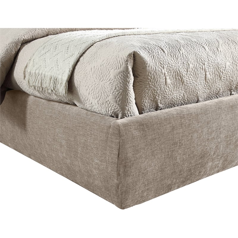 Bowery Hill Contemporary Soft Beige Chenille Fabric Full Bed