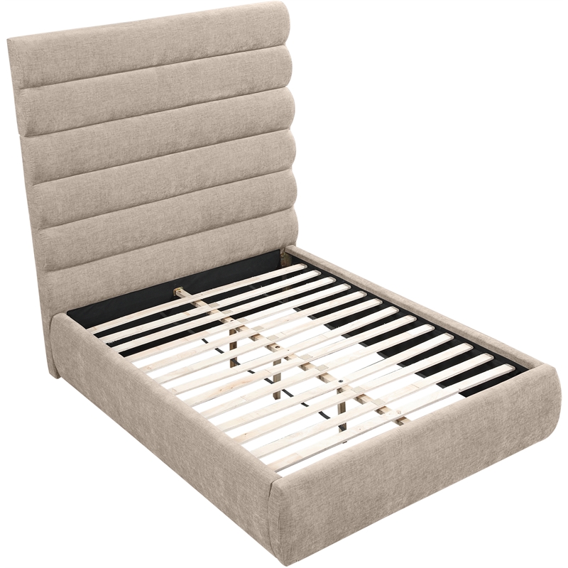 Bowery Hill Contemporary Soft Beige Chenille Fabric Full Bed