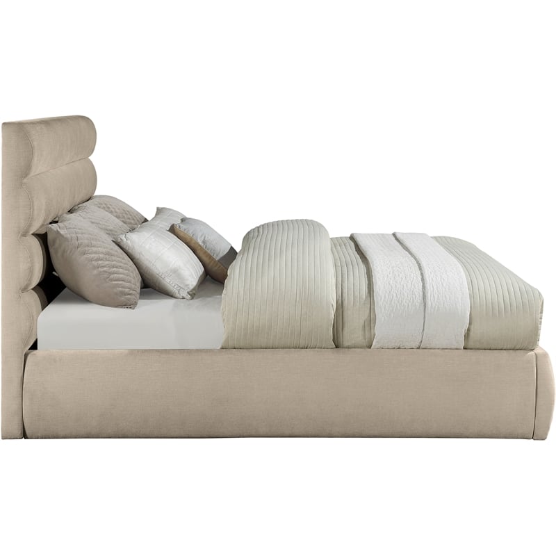 Bowery Hill Contemporary Soft Beige Chenille Fabric King Bed