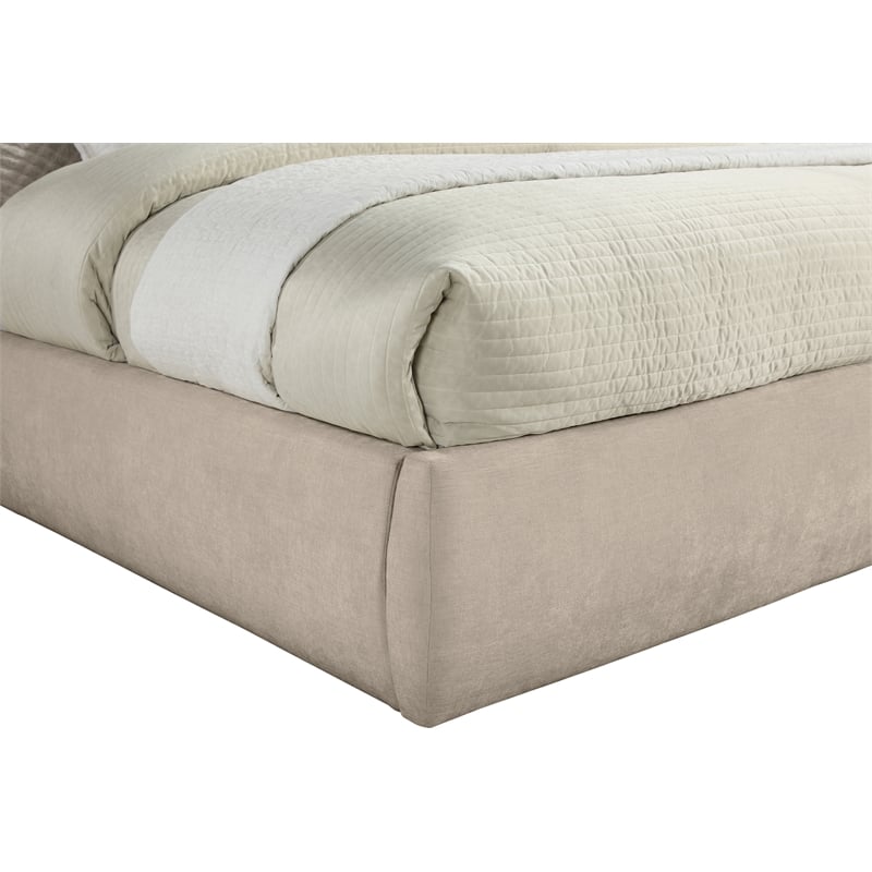 Bowery Hill Contemporary Soft Beige Chenille Fabric King Bed