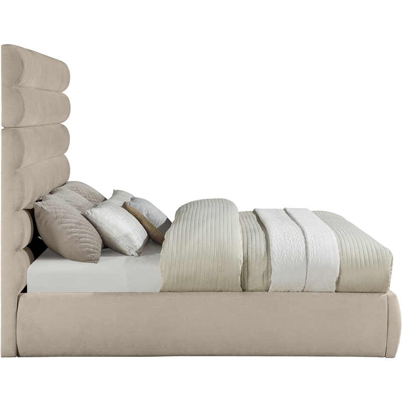 Bowery Hill Contemporary Soft Beige Chenille Fabric King Bed