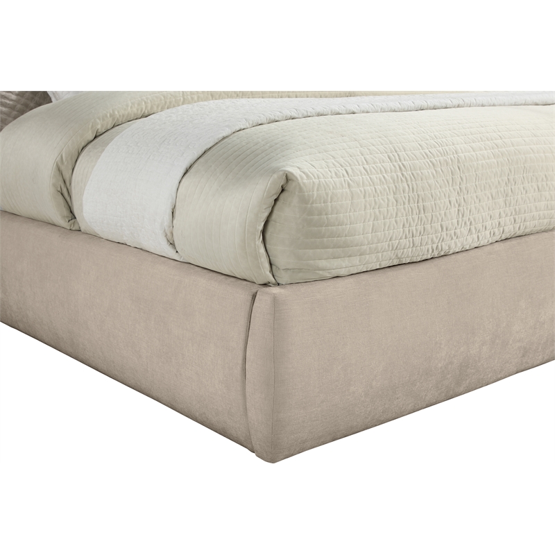 Bowery Hill Contemporary Soft Beige Chenille Fabric King Bed