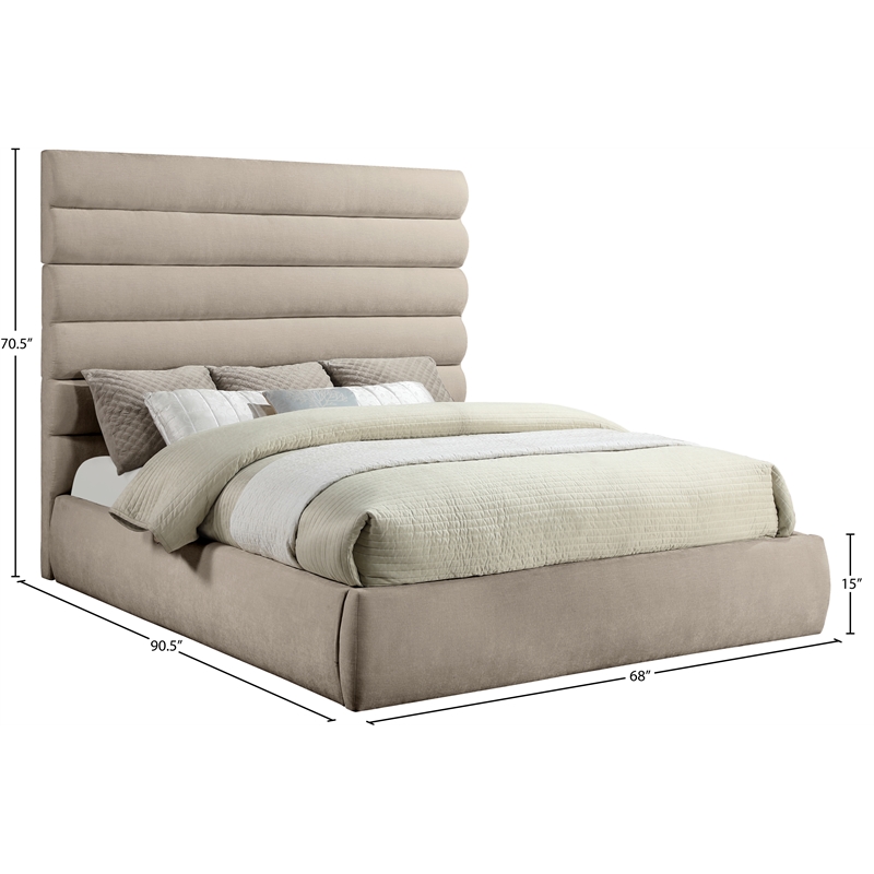 Bowery Hill Contemporary Soft Beige Chenille Fabric King Bed