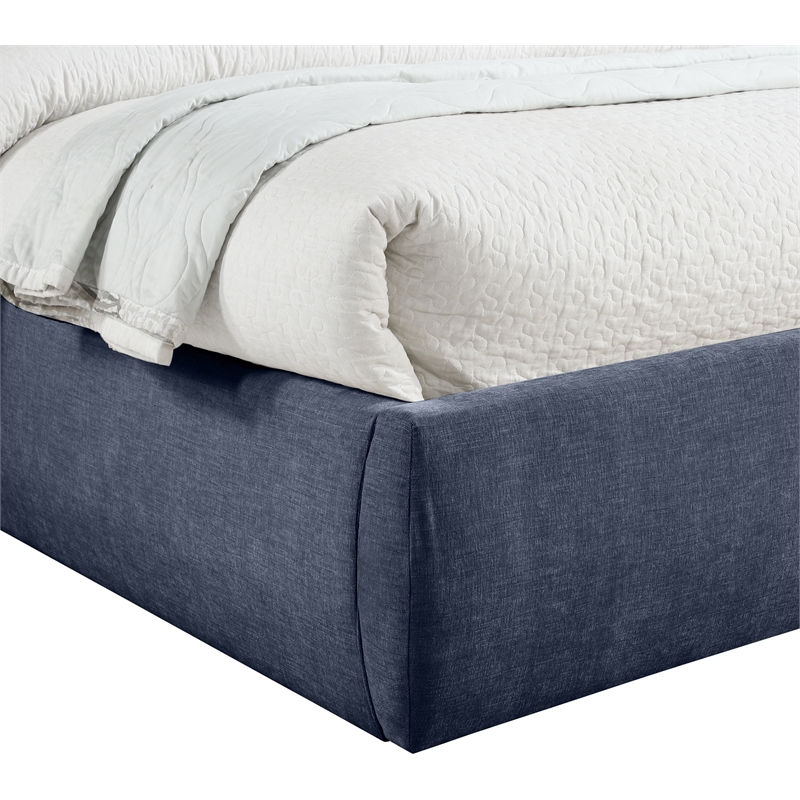 Bowery Hill Contemporary Soft Navy Chenille Fabric Queen Bed