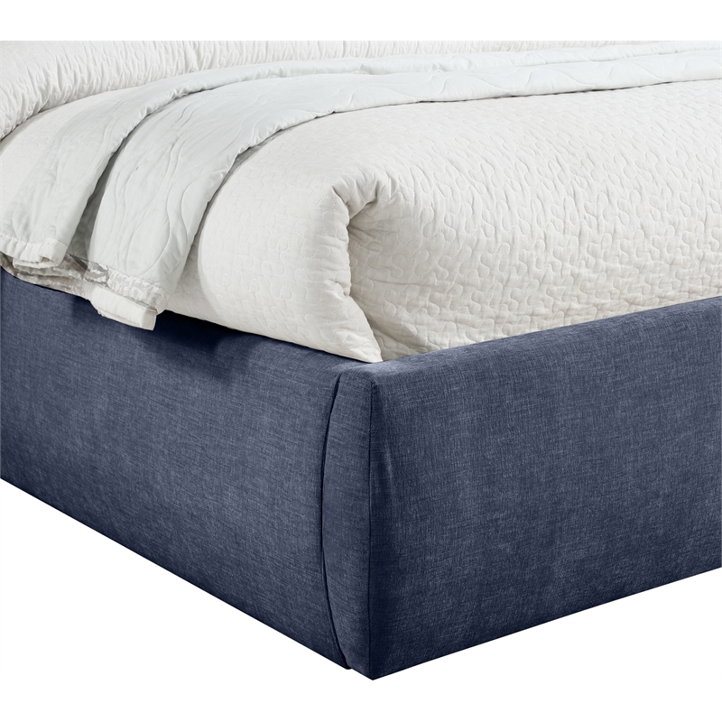 Bowery Hill Contemporary Soft Navy Chenille Fabric Queen Bed