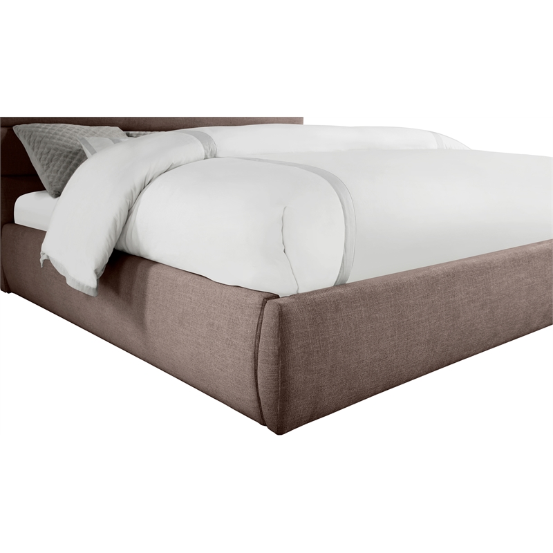 Bowery Hill Contemporary Upholstered Brown Linen Textured Fabric King Bed