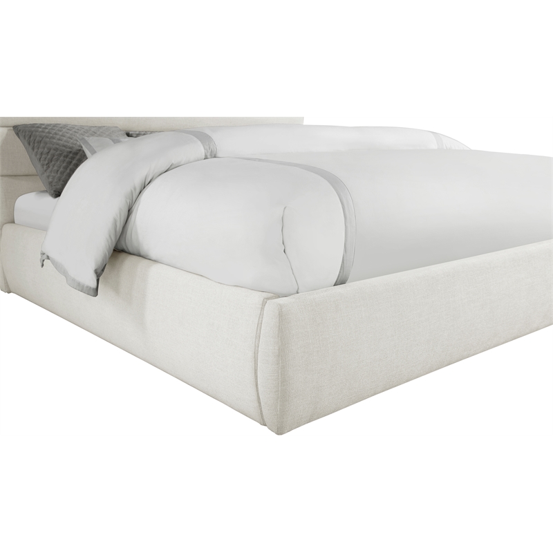 Bowery Hill Contemporary Upholstered Cream Linen Textured Fabric King Bed
