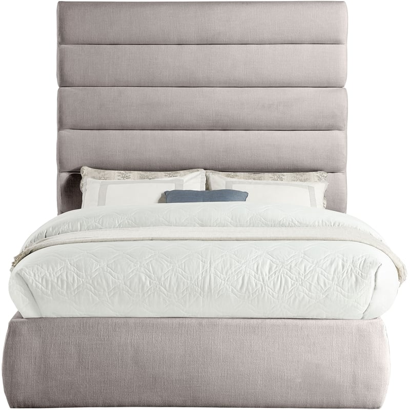Bowery Hill Contemporary Upholstered Taupe Linen Textured Fabric Full Bed