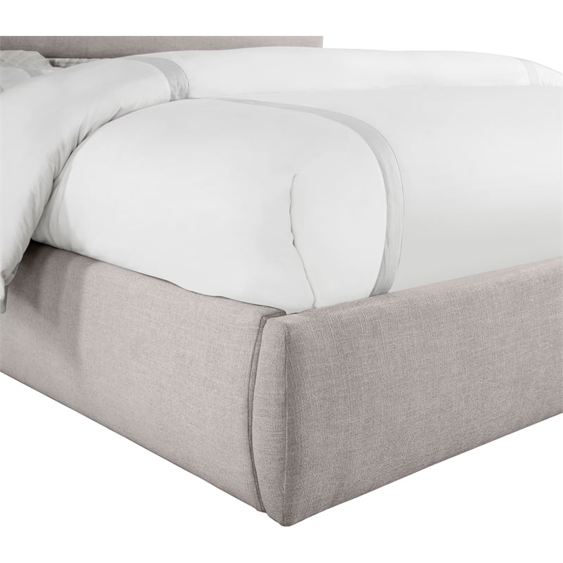 Bowery Hill Contemporary Upholstered Taupe Linen Textured Fabric King Bed
