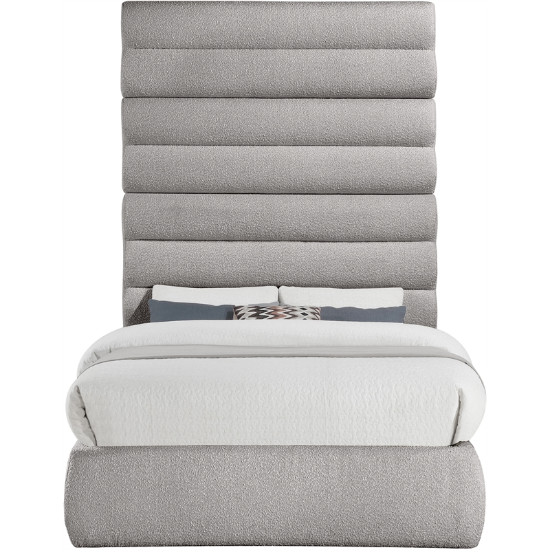 Bowery Hill Contemporary Deep Channel Tufted Rich Taupe Boucle Fabric Full Bed