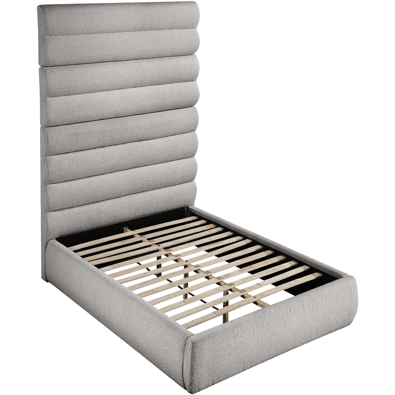 Bowery Hill Contemporary Deep Channel Tufted Rich Taupe Boucle Fabric Full Bed