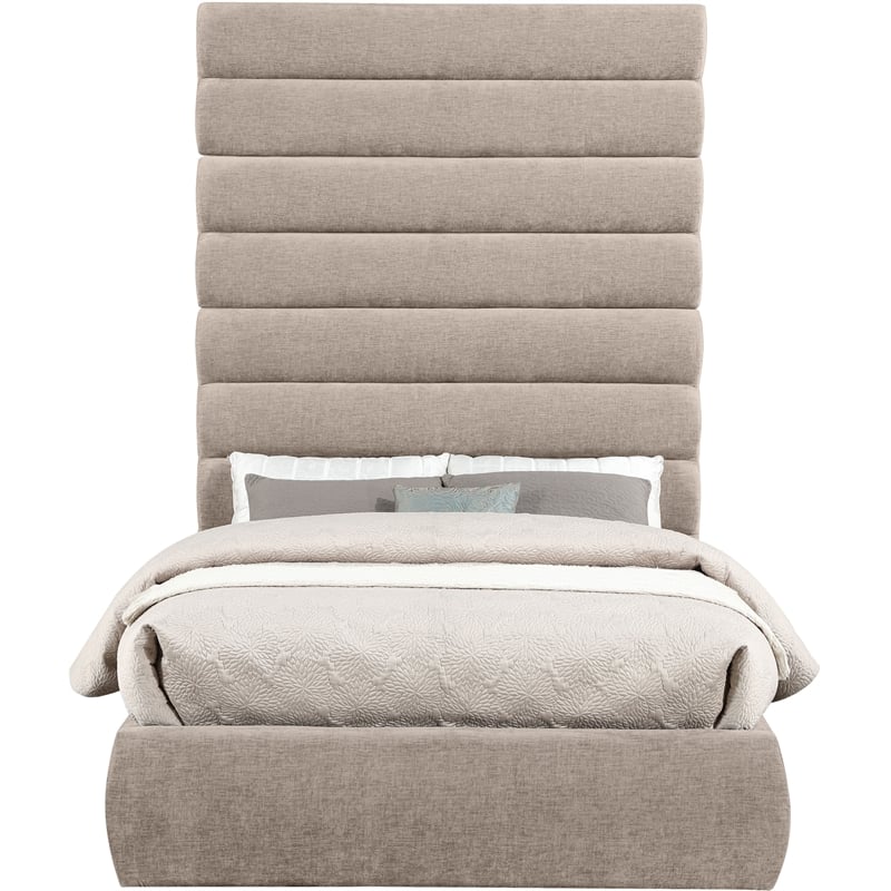 Bowery Hill Contemporary Soft Beige Chenille Fabric Full Bed