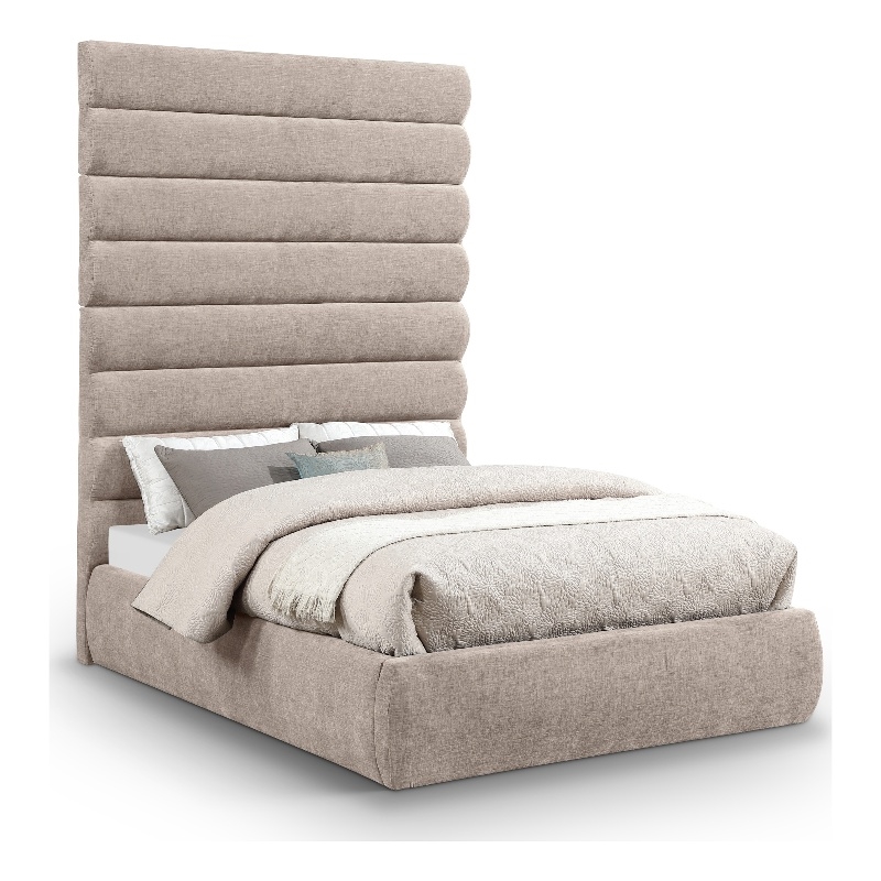 Bowery Hill Contemporary Soft Beige Chenille Fabric Full Bed