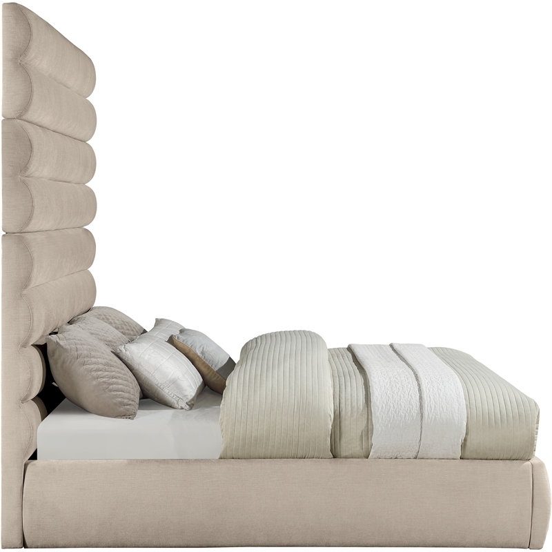 Bowery Hill Contemporary Soft Beige Chenille Fabric King Bed