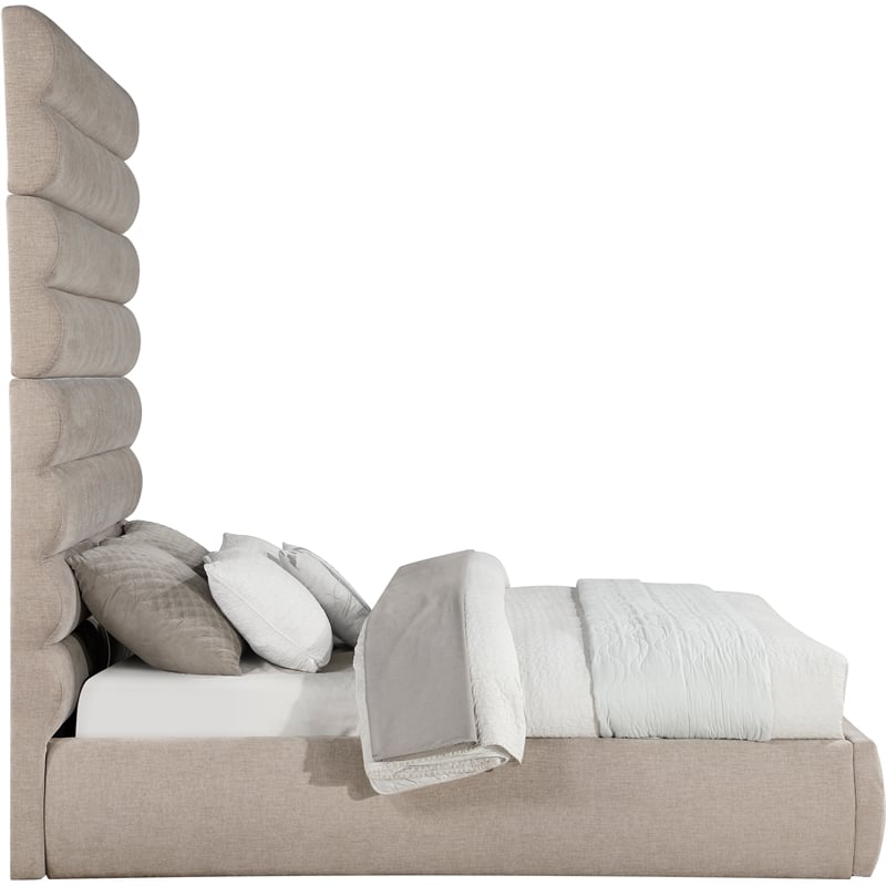Bowery Hill Contemporary Soft Beige Chenille Fabric Queen Bed