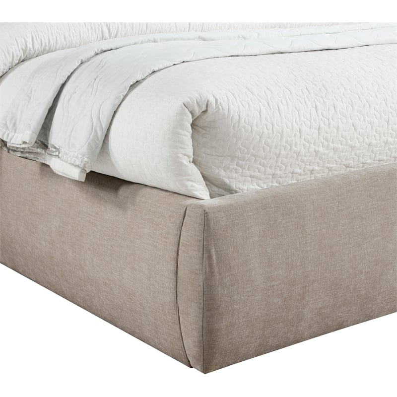 Bowery Hill Contemporary Soft Beige Chenille Fabric Queen Bed