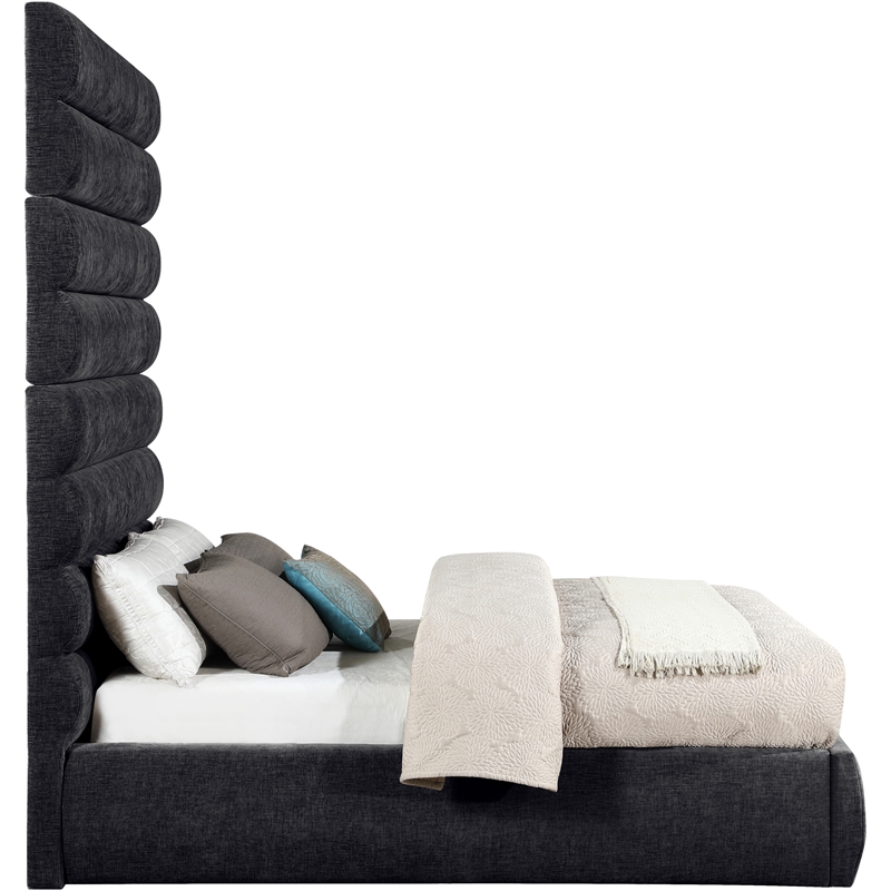 Bowery Hill Contemporary Soft Black Chenille Fabric Full Bed