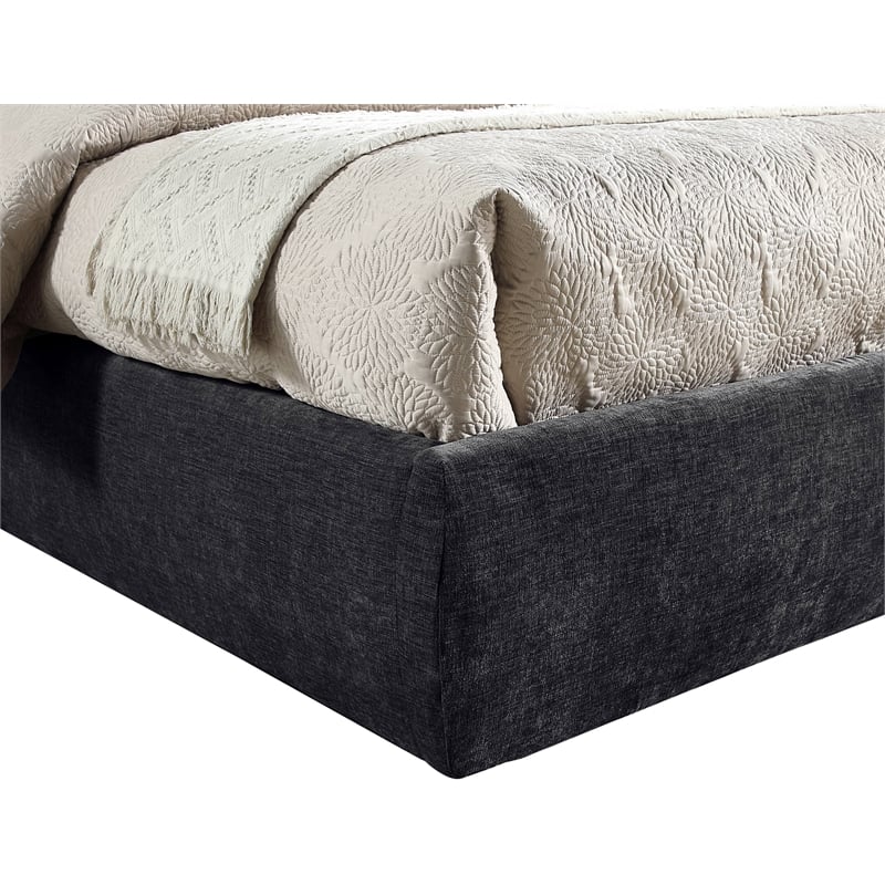 Bowery Hill Contemporary Soft Black Chenille Fabric Full Bed