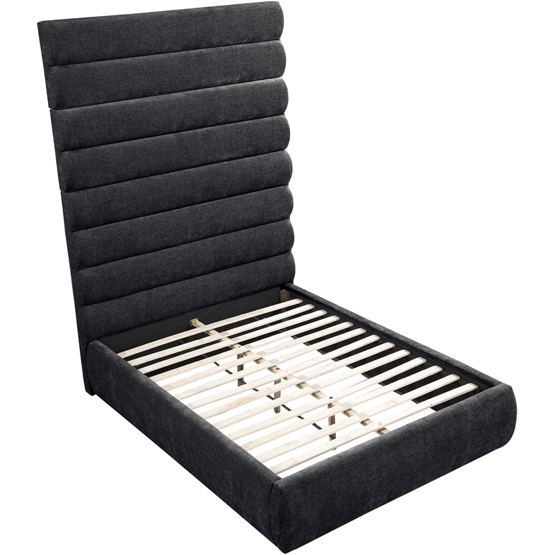 Bowery Hill Contemporary Soft Black Chenille Fabric Full Bed