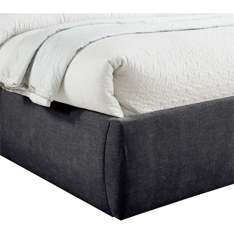 Bowery Hill Contemporary Soft Black Chenille Fabric Queen Bed