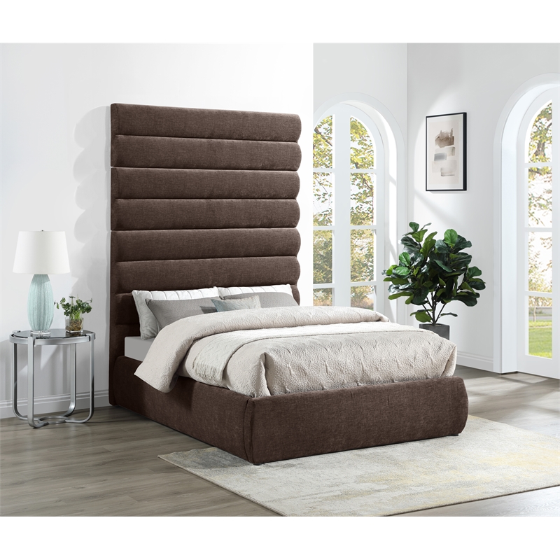 Bowery Hill Contemporary Soft Brown Chenille Fabric Full Bed