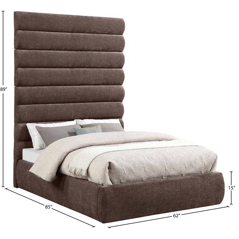 Bowery Hill Contemporary Soft Brown Chenille Fabric Full Bed