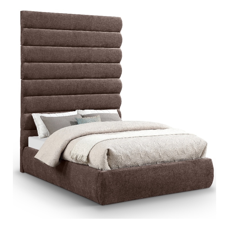 Bowery Hill Contemporary Soft Brown Chenille Fabric Full Bed