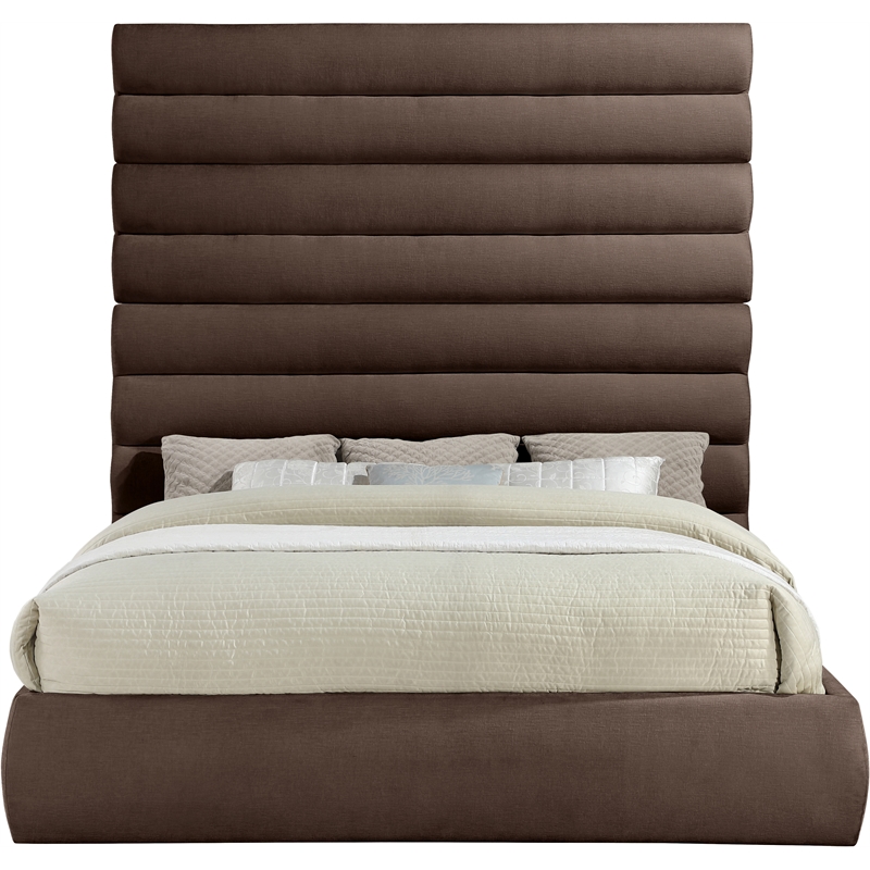 Bowery Hill Contemporary Soft Brown Chenille Fabric King Bed
