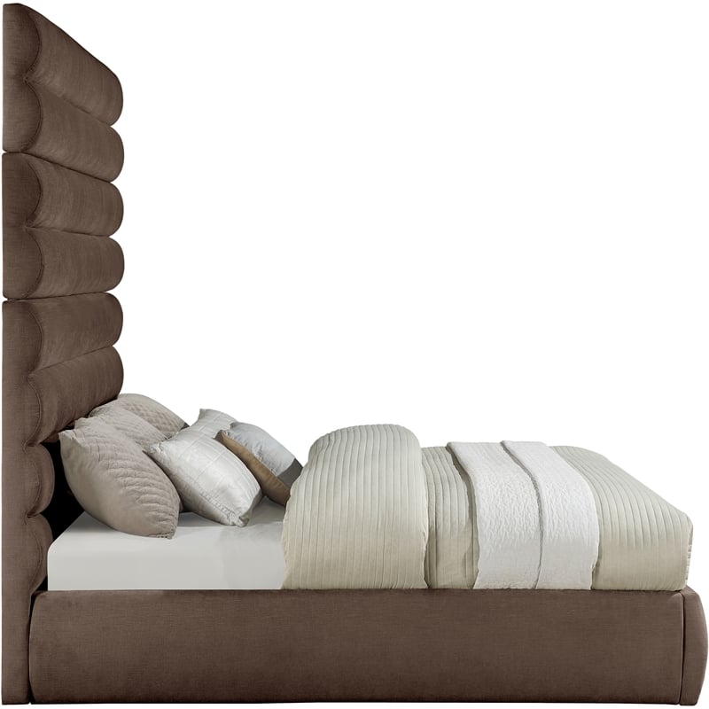Bowery Hill Contemporary Soft Brown Chenille Fabric King Bed