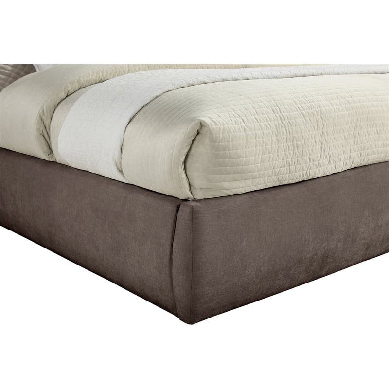 Bowery Hill Contemporary Soft Brown Chenille Fabric King Bed