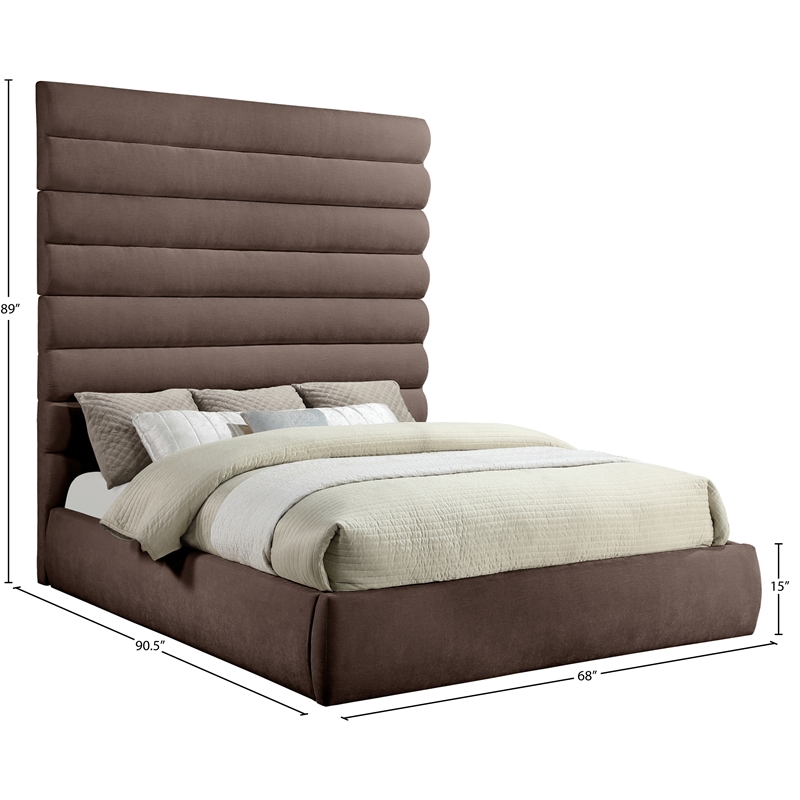 Bowery Hill Contemporary Soft Brown Chenille Fabric King Bed
