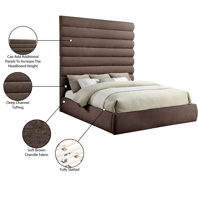 Bowery Hill Contemporary Soft Brown Chenille Fabric King Bed