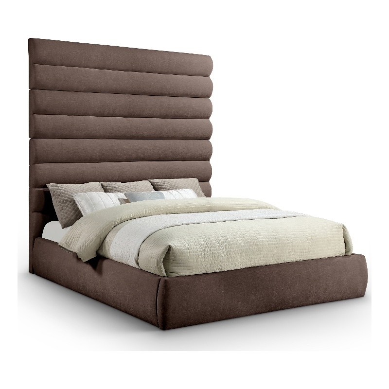 Bowery Hill Contemporary Soft Brown Chenille Fabric King Bed