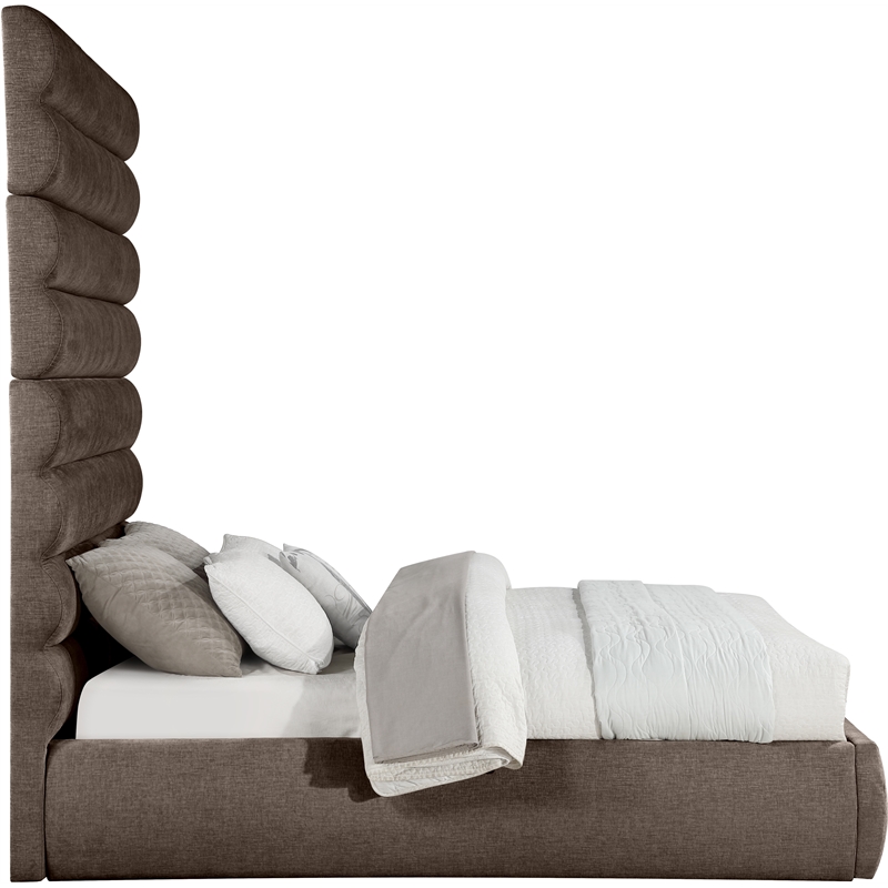 Bowery Hill Contemporary Soft Brown Chenille Fabric Queen Bed