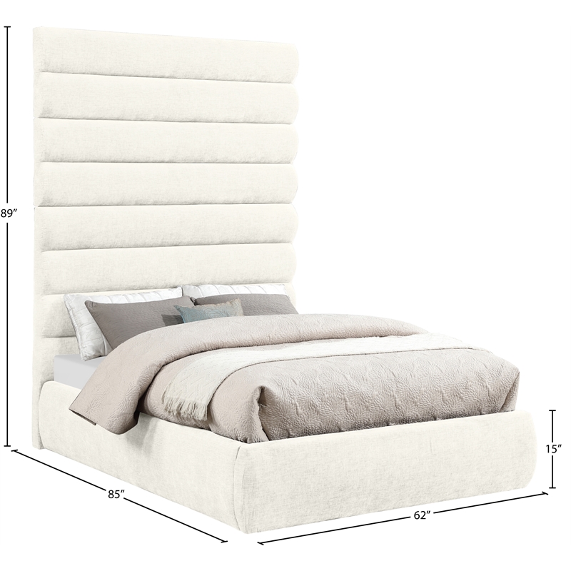 Bowery Hill Contemporary Soft Cream Chenille Fabric Full Bed