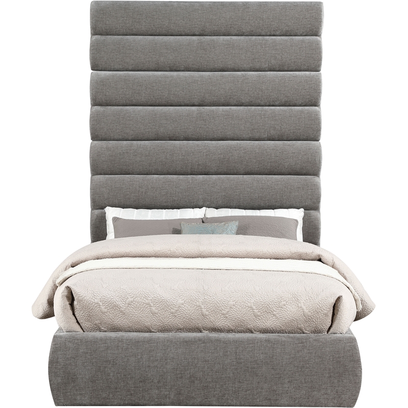 Bowery Hill Contemporary Deep Channel Tufted Soft Grey Chenille Fabric Full Bed