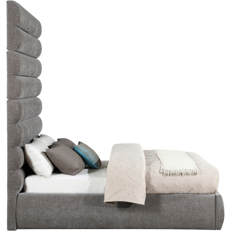 Bowery Hill Contemporary Deep Channel Tufted Soft Grey Chenille Fabric Full Bed