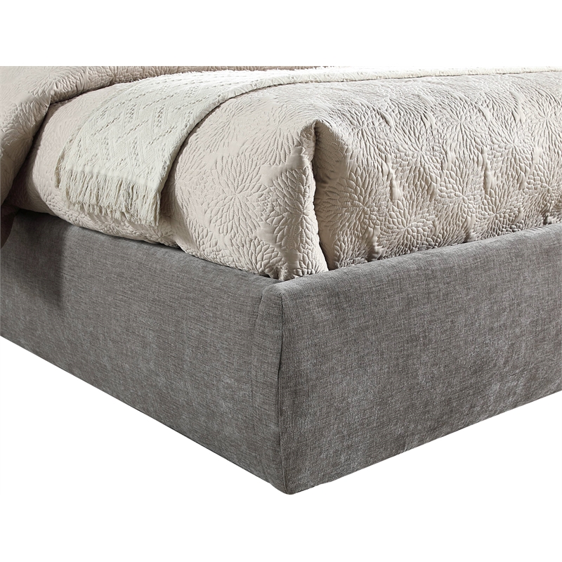 Bowery Hill Contemporary Deep Channel Tufted Soft Grey Chenille Fabric Full Bed