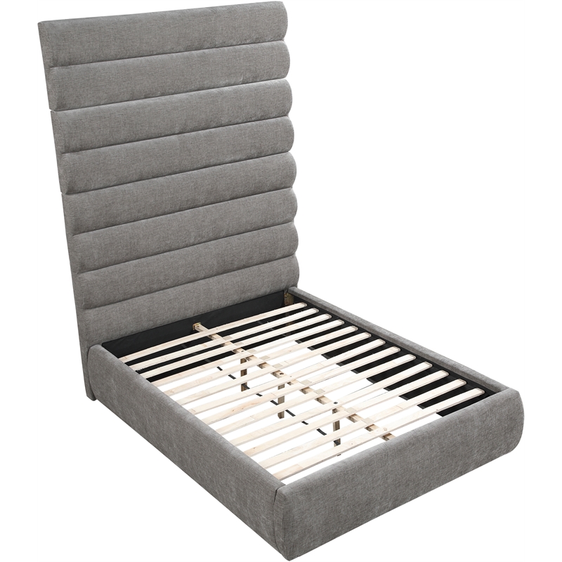 Bowery Hill Contemporary Deep Channel Tufted Soft Grey Chenille Fabric Full Bed