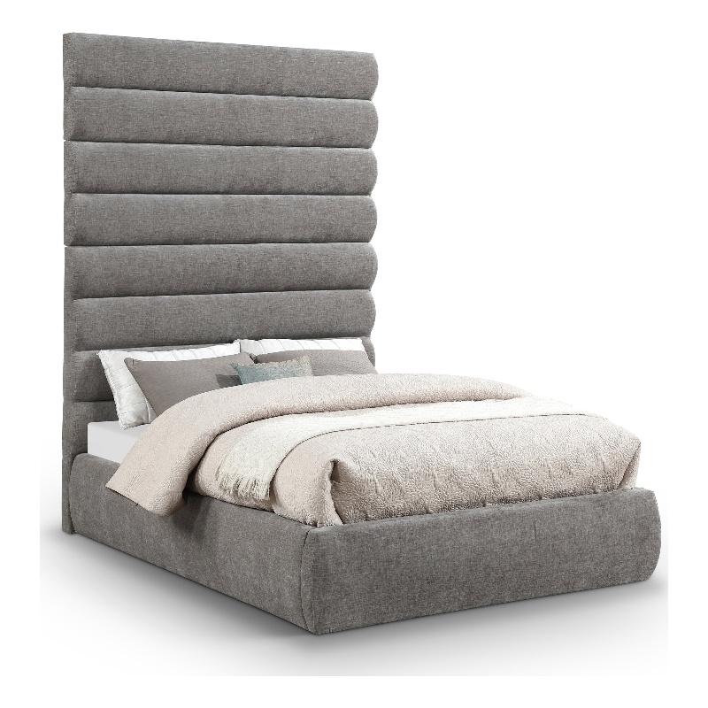 Bowery Hill Contemporary Deep Channel Tufted Soft Grey Chenille Fabric Full Bed