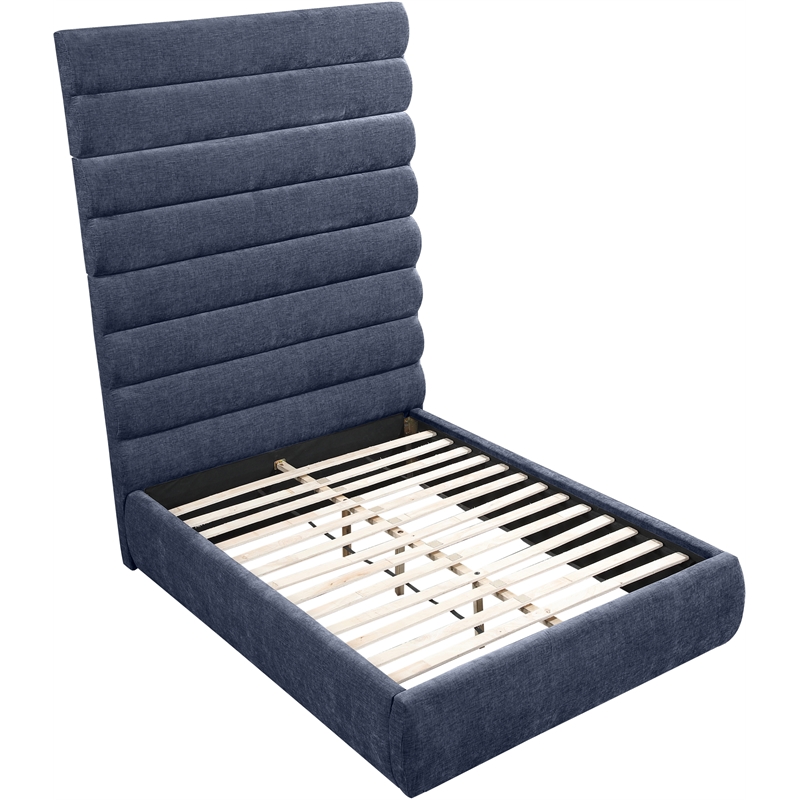 Bowery Hill Contemporary Deep Channel Tufted Soft Navy Chenille Fabric Full Bed