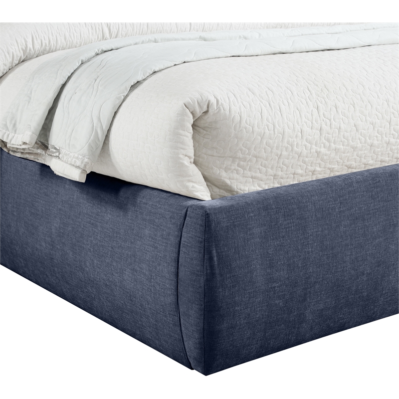 Bowery Hill Contemporary Soft Navy Chenille Fabric Queen Bed