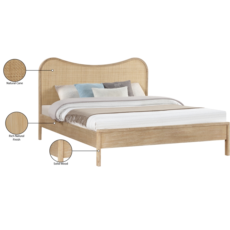 Bowery Hill Contemporary Solid Wood And Natural Cane Full Bed