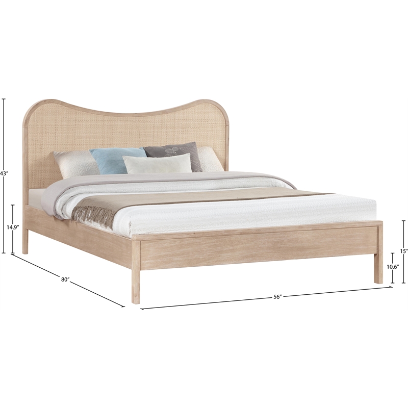 Bowery Hill Contemporary Solid Wood And Natural Cane Full Bed